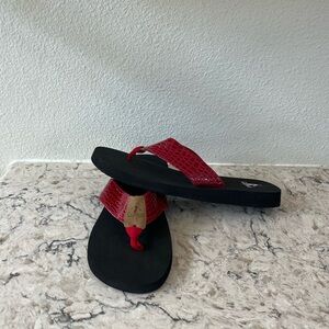 Corkys Red and Black Sandals with Wide Straps
